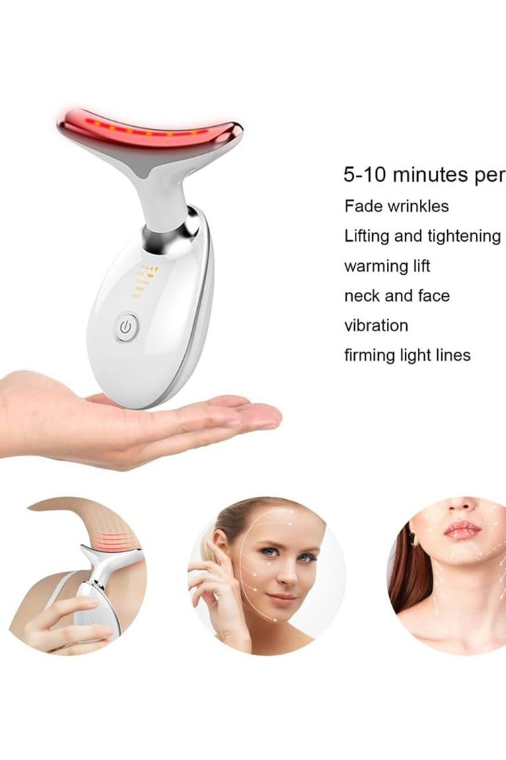 3-Color LED Care and Facial Massage Device for Face and Neck