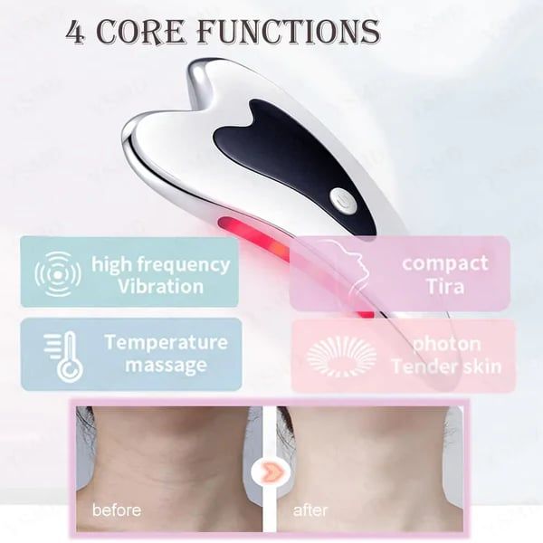 TriAngle Facial Beauty Massager Gua sha with LED Light Therapy